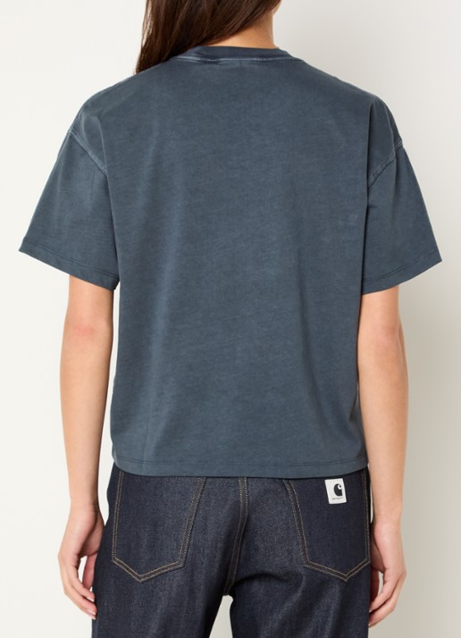 Carhartt WIP T-shirt met logoborduring - achterkant antraciet