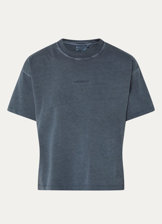Carhartt WIP T-shirt met logoborduring - voorkant 2 antraciet