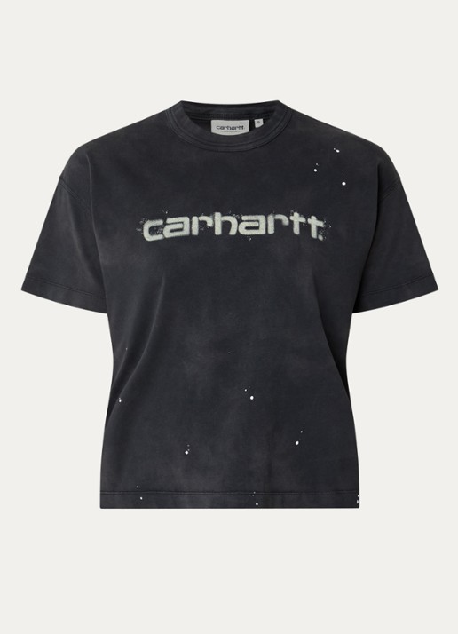 Carhartt WIP T-shirt met logoprint - voorkant zwart