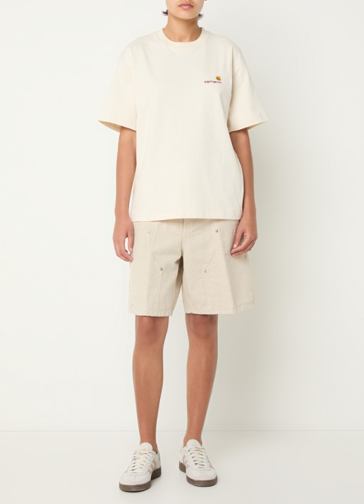 Carhartt WIP T-shirt van  katoen met logoborduring - voorkant 4 beige