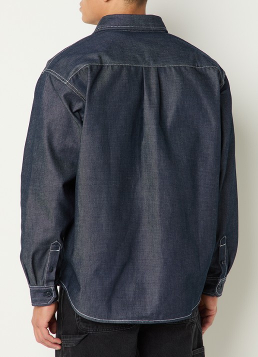 Carhartt WIP Tigan regular fit overshirt met borstzak en logo - achterkant 3 indigo