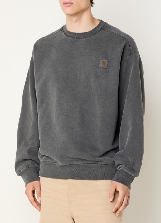 Carhartt WIP Vista sweater met logoborduring - detail antraciet