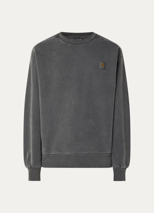 Carhartt WIP Vista sweater met logoborduring - voorkant 3 antraciet