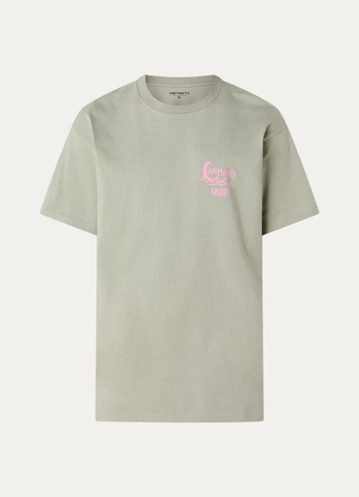 Carhartt WIP Waves T-shirt met logo- en backprint - voorkant lindegroen