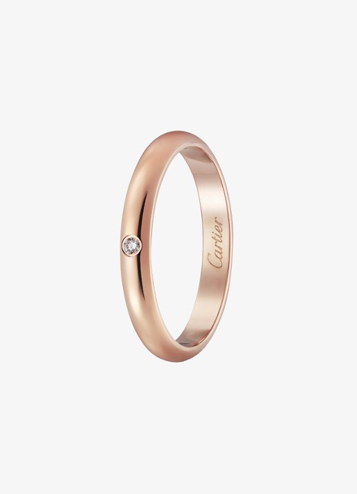 Cartier 1895 trouwring van 18 karaat roségoud met 0.01 ct diamant CRB4088200 - detail 2 roségoud