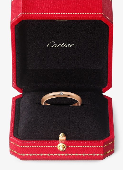 Cartier 1895 trouwring van 18 karaat roségoud met 0.01 ct diamant CRB4088200 - detail 4 roségoud