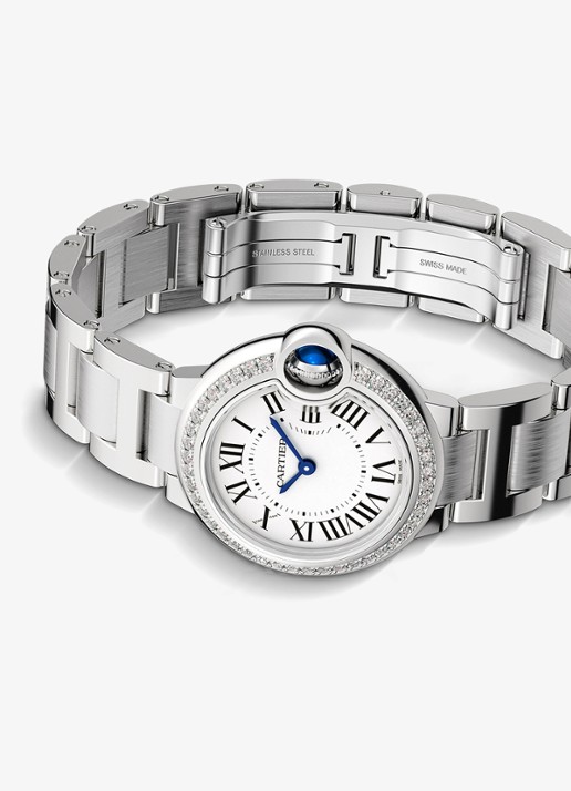 Cartier Ballon Bleu de Cartier horloge, 28 mm, met 0.52 ct diamant CRW4BB0015 - detail 4 zilver