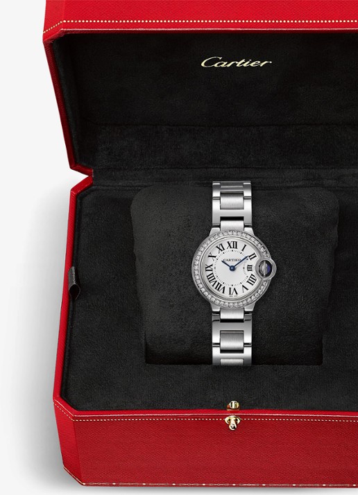 Cartier Ballon Bleu de Cartier horloge, 28 mm, met 0.52 ct diamant CRW4BB0015 - detail 5 zilver