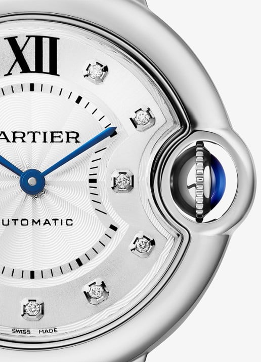 Cartier Ballon Bleu de Cartier horloge, 33 mm, met 0,05 ct diamant CRW4BB0021 - detail 5 zilver