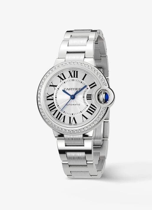 Cartier Ballon Bleu de Cartier horloge, 33 mm, met 0.58 ct diamant CRW4BB0023 - achterkant zilver