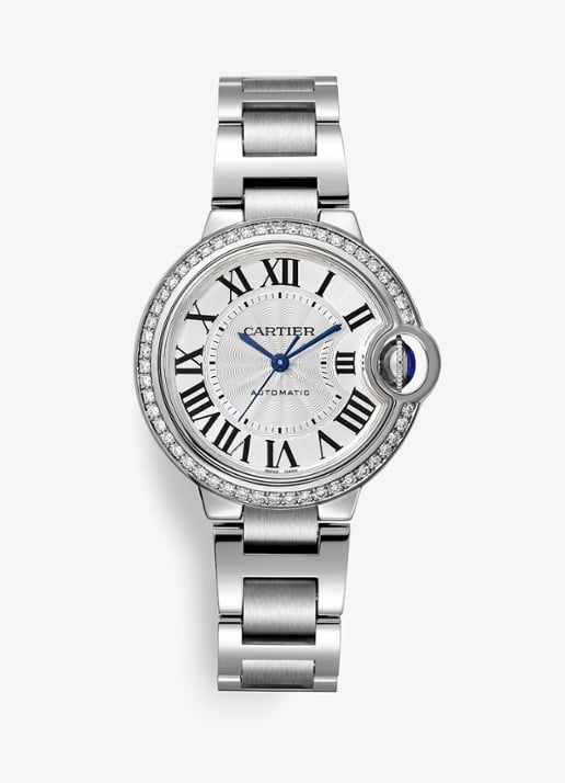 Cartier Ballon Bleu de Cartier horloge, 33 mm, met 0.58 ct diamant CRW4BB0023