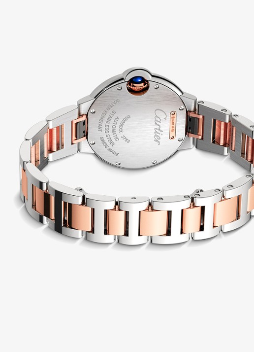 Cartier Ballon Bleu de Cartier horloge, 33 mm, van 18 karaat roségoud en staal met 0,05 ct diamant CRW3BB0021 - detail 4 roségoud