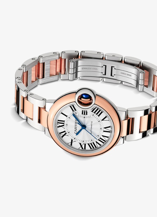 Cartier Ballon Bleu de Cartier horloge, 33 mm, van 18 karaat roségoud en staal met 0,05 ct diamant CRW3BB0021 - detail 5 roségoud