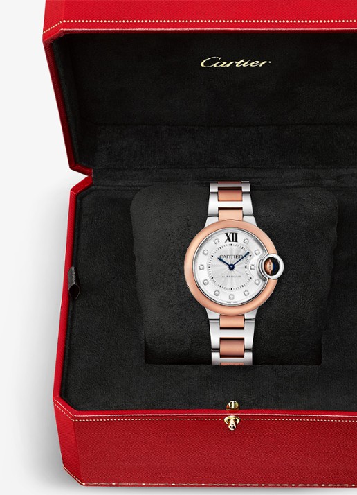 Cartier Ballon Bleu de Cartier horloge, 33 mm, van 18 karaat roségoud en staal met 0,05 ct diamant CRW3BB0021 - detail 6 roségoud