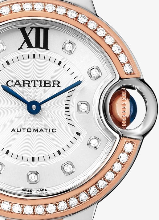 Cartier Ballon Bleu de Cartier horloge, 33 mm, van 18 karaat roségoud en staal met 0,63 ct diamant CRW3BB0023 - detail 3 roségoud