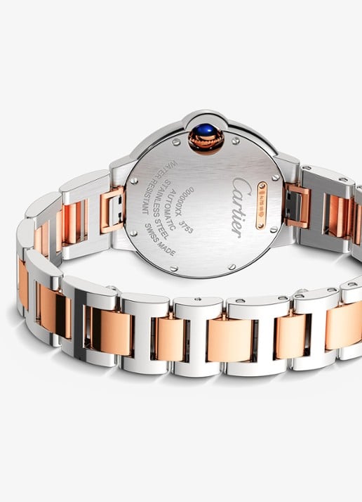Cartier Ballon Bleu de Cartier horloge, 33 mm, van 18 karaat roségoud en staal met 0,63 ct diamant CRW3BB0023 - detail 4 roségoud