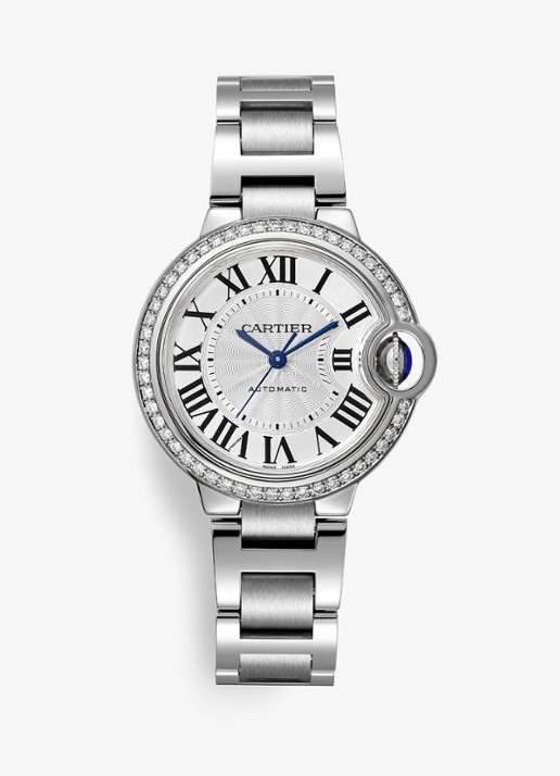 Cartier Ballon Bleu de Cartier horloge met 0,58 ct diamant CRW4BB0023 - voorkant zilver