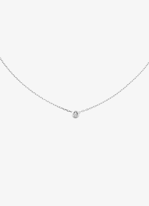Cartier Cartier d'Amour ketting, large model van 18 karaat witgoud met 0.19 ct diamant CRB72154 - detail witgoud