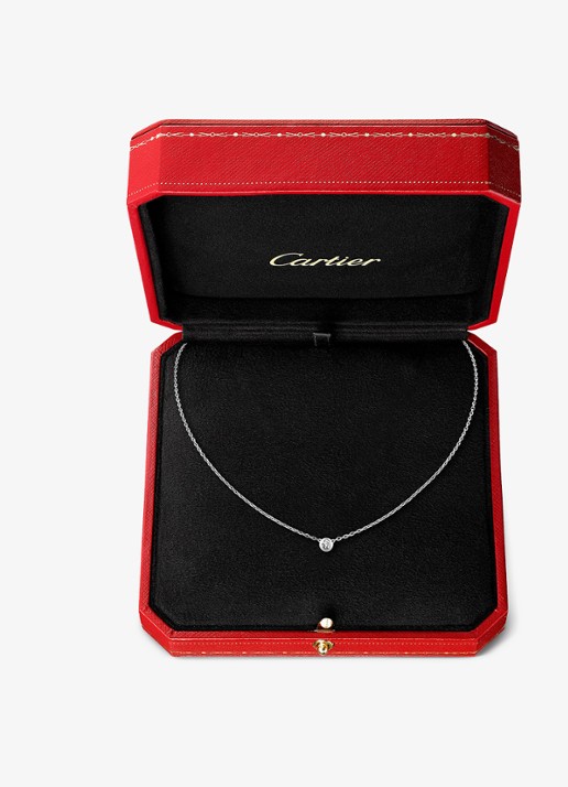 Cartier Cartier d'Amour ketting, large model van 18 karaat witgoud met 0.19 ct diamant CRB72154 - detail 5 witgoud