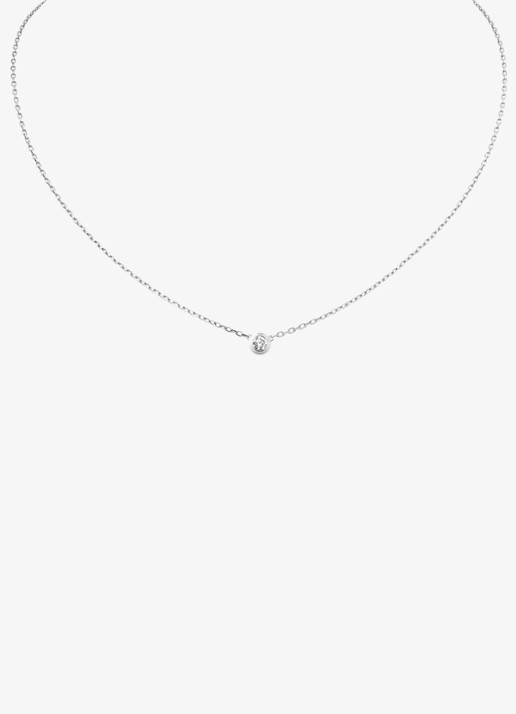 Cartier Cartier d'Amour ketting, large model van 18 karaat witgoud met 0.19 ct diamant CRB72154 - voorkant 7 witgoud