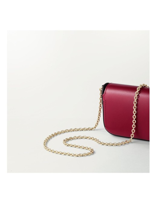 Cartier Double C Micro Chain crossbodytas van kalfsleer CRL3002034 - detail bordeauxrood