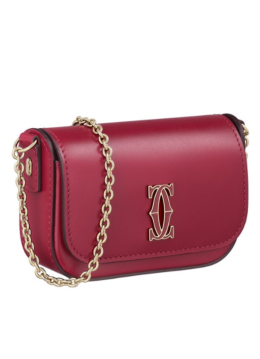 Cartier Double C Micro Chain crossbodytas van kalfsleer CRL3002034 - voorkant 5 bordeauxrood
