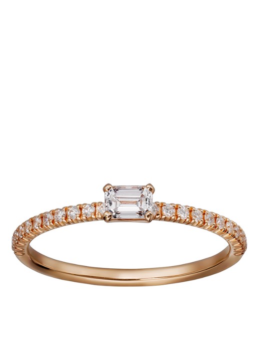 Cartier Etincelle de Cartier ring, emerald-cut diamant, bezet met diamanten CRB4216700 - voorkant 5 roségoud