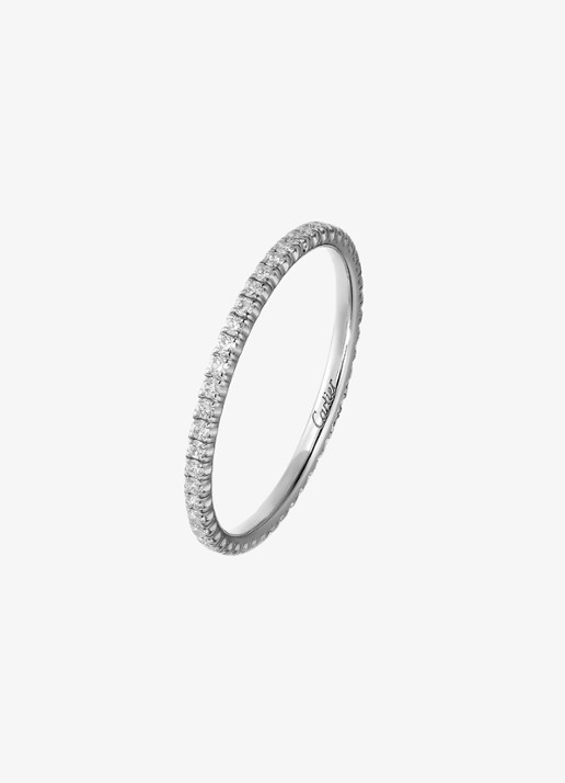 Cartier Etincelle de Cartier trouwring, van 18 karaat witgoud met 0.22 ct diamant CRB4210400 - detail witgoud