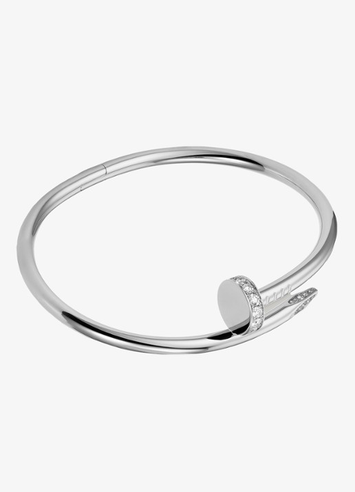 Cartier Juste un Clou armband van 18 karaat witgoud met 0.58 ct diamant CRB60487 - detail witgoud