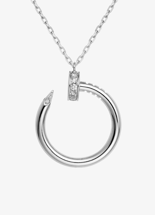 Cartier Juste un Clou ketting van 18 karaat witgoud met 0.12 ct diamant CRB7224891 - detail 5 witgoud