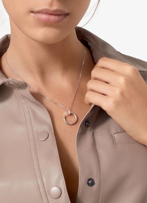 Cartier Juste un Clou ketting van 18 karaat witgoud met 0.12 ct diamant CRB7224891 - voorkant 8 witgoud