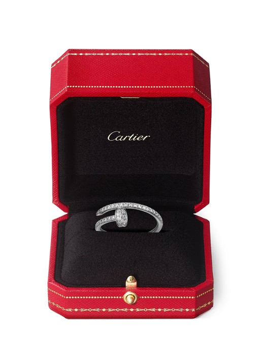 Cartier Juste un Clou ring, small model van 18 karaat witgoud met 0.40 ct diamant CRB42316 - detail 5 witgoud