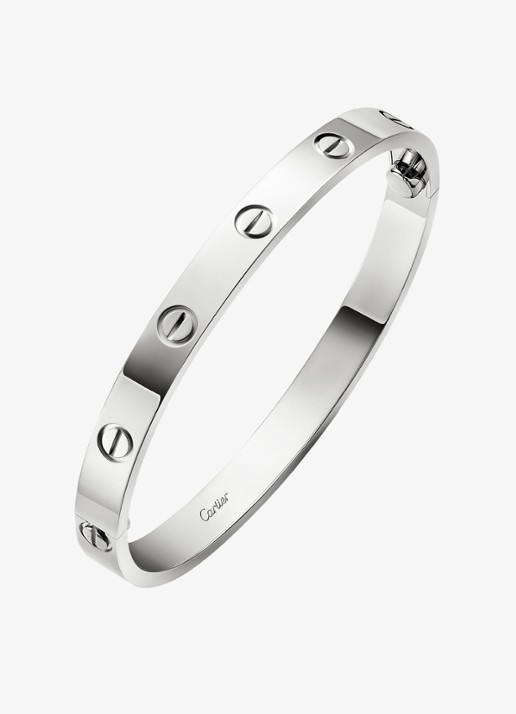 Cartier LOVE armband, klassiek model van 18 karaat witgoud CRB60676 - detail witgoud