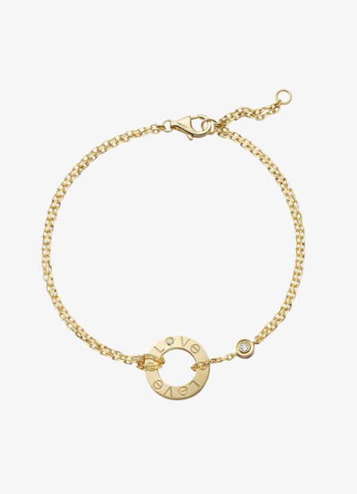 Cartier LOVE armband, van 18 karaat geelgoud met 0.03 ct diamant CRB6038300 - achterkant 8 geelgoud