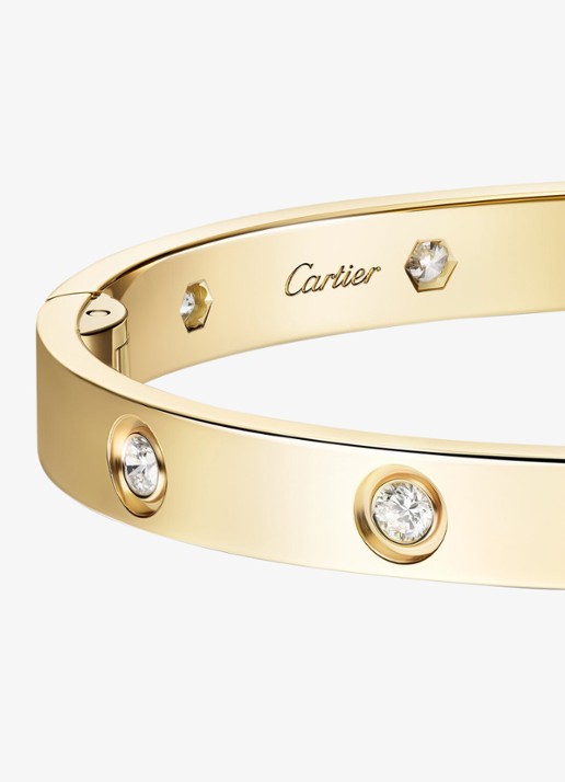Cartier LOVE armband van 18 karaat geelgoud met 10 diamanten CRB6082415 - detail geelgoud