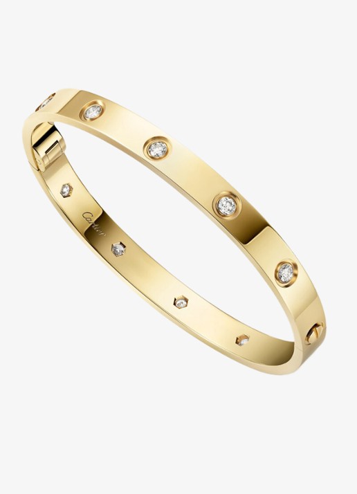 Cartier LOVE armband van 18 karaat geelgoud met 10 diamanten CRB6082415 - voorkant 7 geelgoud