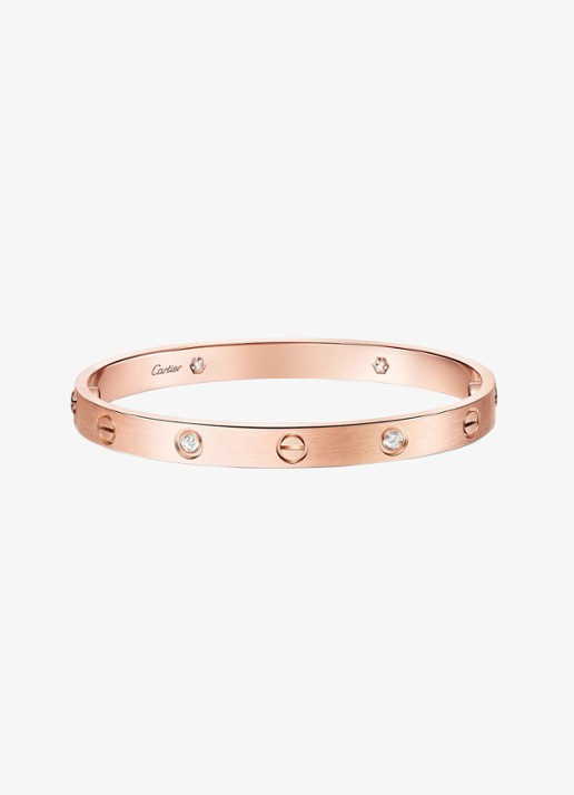 Cartier LOVE armband van 18 karaat roségoud met 4 diamanten CRB60800