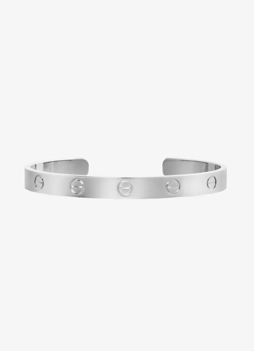 Cartier LOVE bangle, open, klassiek model van 18 karaat witgoud CRB6032517 - voorkant witgoud