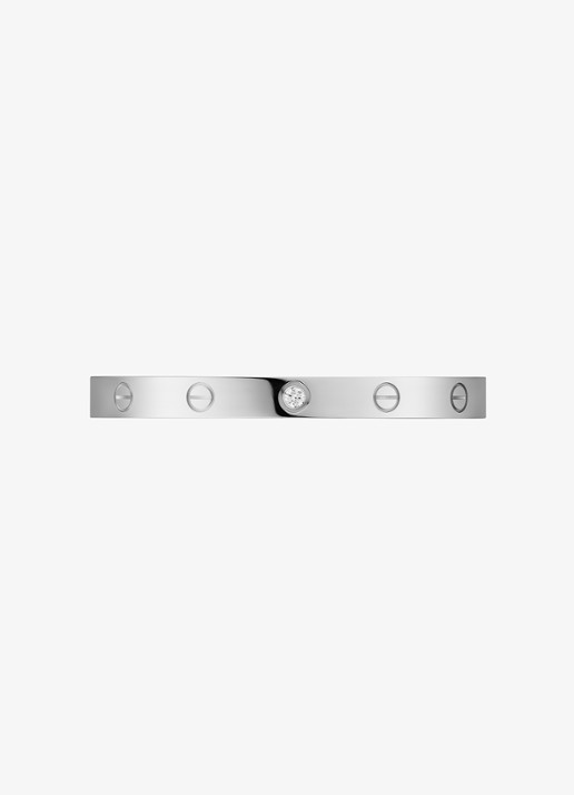 Cartier LOVE bangle open klassiek model van 18 karaat witgoud met 0.10 ct diamant CRB6029917 - detail 4 witgoud