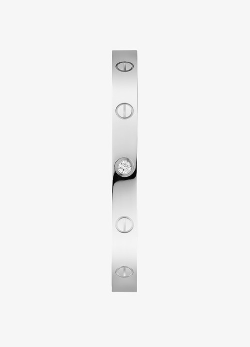 Cartier LOVE bangle open klassiek model van 18 karaat witgoud met 0.10 ct diamant CRB6029917 - detail 7 witgoud