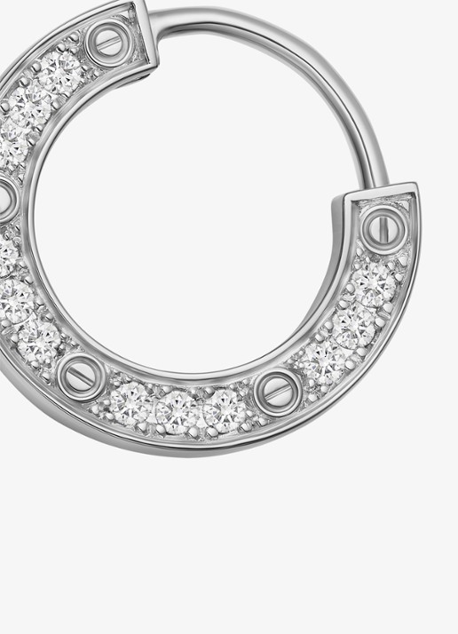 Cartier LOVE enkele oorring van 18 karaat witgoud met 0.05 ct diamant CRB8301424 - detail witgoud