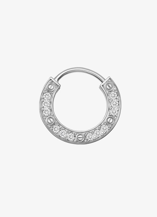 Cartier LOVE enkele oorring van 18 karaat witgoud met 0.05 ct diamant CRB8301424 - voorkant 5 witgoud