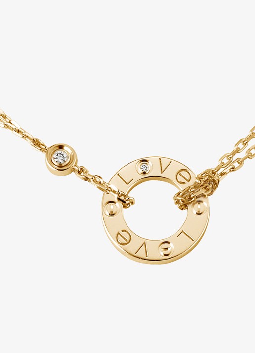 Cartier LOVE ketting van 18 karaat geelgoud met 0.03 ct diamant CRB7219500 - detail geelgoud