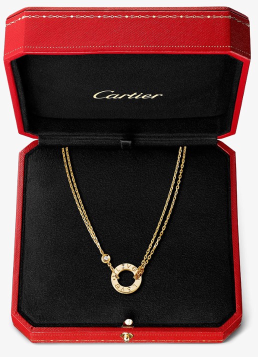 Cartier LOVE ketting van 18 karaat geelgoud met 0.03 ct diamant CRB7219500 - detail 4 geelgoud