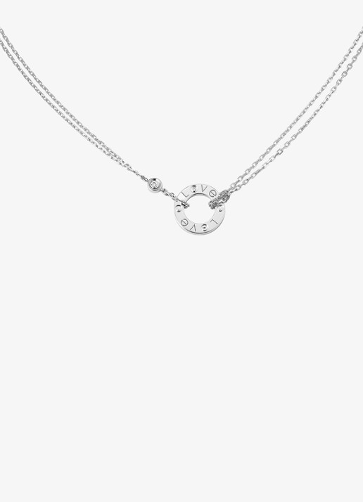 Cartier LOVE ketting van 18 karaat witgoud met 0.03 ct diamant CRB72194 - achterkant witgoud