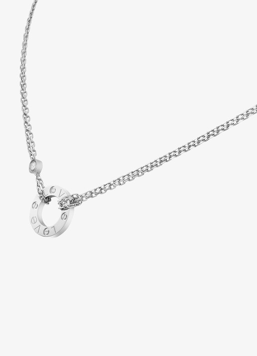 Cartier LOVE ketting van 18 karaat witgoud met 0.03 ct diamant CRB72194 - detail 4 witgoud