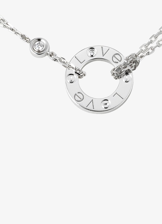 Cartier LOVE ketting van 18 karaat witgoud met 0.03 ct diamant CRB72194 - detail 5 witgoud