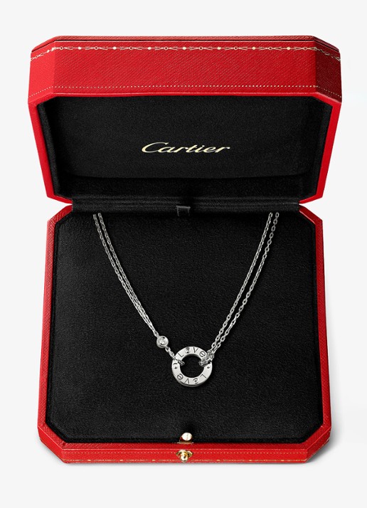 Cartier LOVE ketting van 18 karaat witgoud met 0.03 ct diamant CRB72194 - detail 8 witgoud