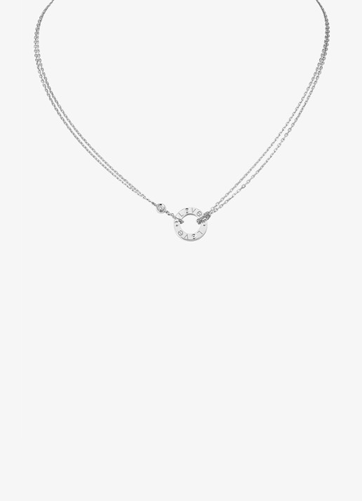 Cartier LOVE ketting van 18 karaat witgoud met 0.03 ct diamant CRB72194 - voorkant 2 witgoud