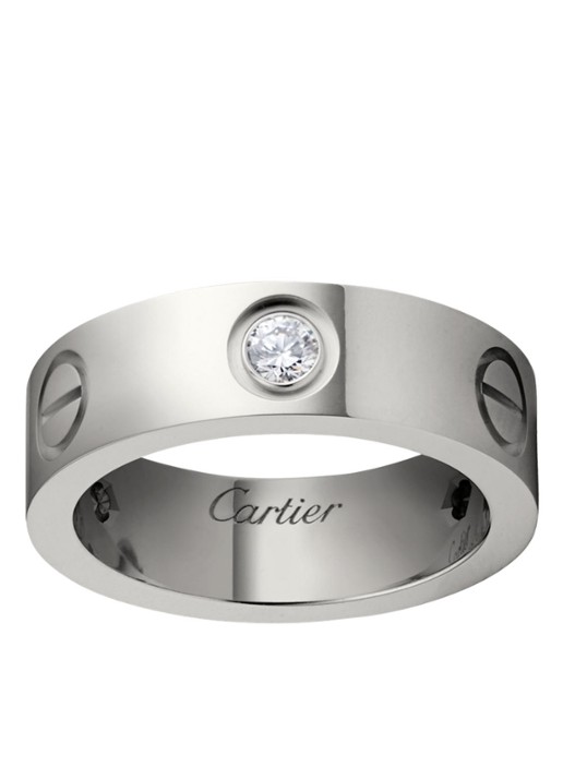 Cartier LOVE ring, klassiek model, 3 diamanten CRB4032500 - voorkant witgoud